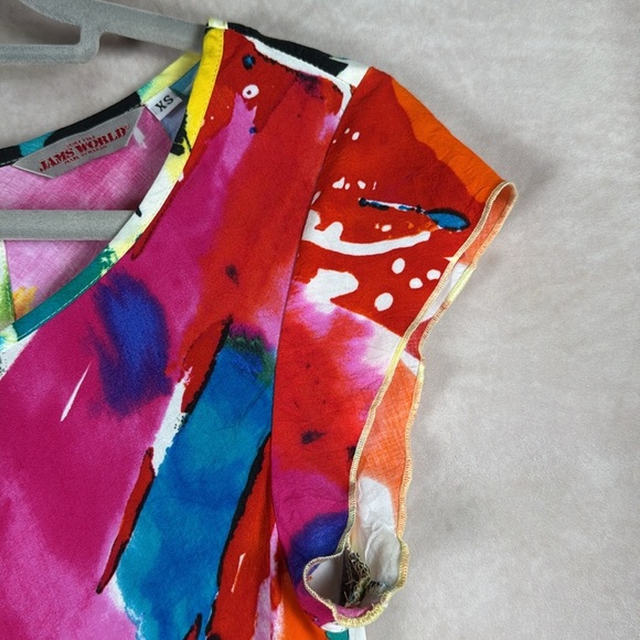 Jams World VTG Symphony Mini Dress Multicolor Abstract Floral Vibrant Tropical - Picture 7 of 13